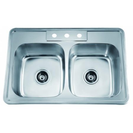 DAWN KITCHEN & BATH PRODUCTS INC Dawn Kitchen & Bath AST102 33.06 in. L Top Mount Equal Double Bowl - 20 Gauge AST102